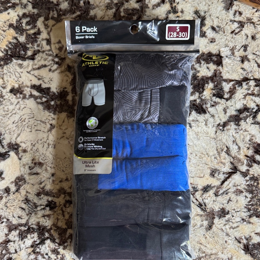 Athletic Works Men's Boxer Briefs 6-Pack - Black, Blue, Gray